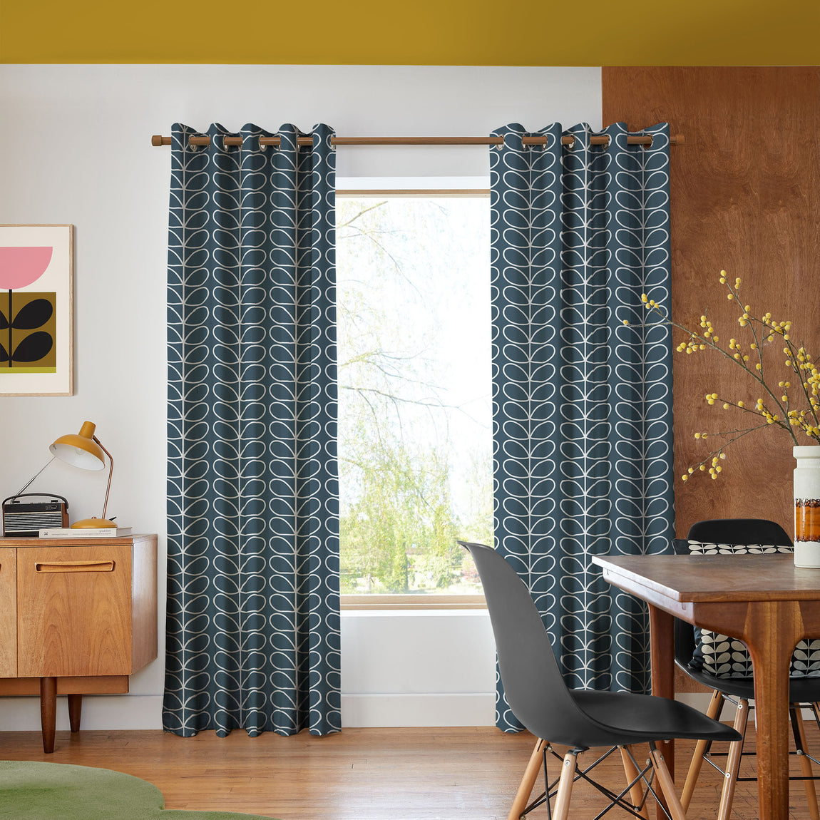 Orla Kiely Jumbo Linear Stem Made to Measure Curtain Marine