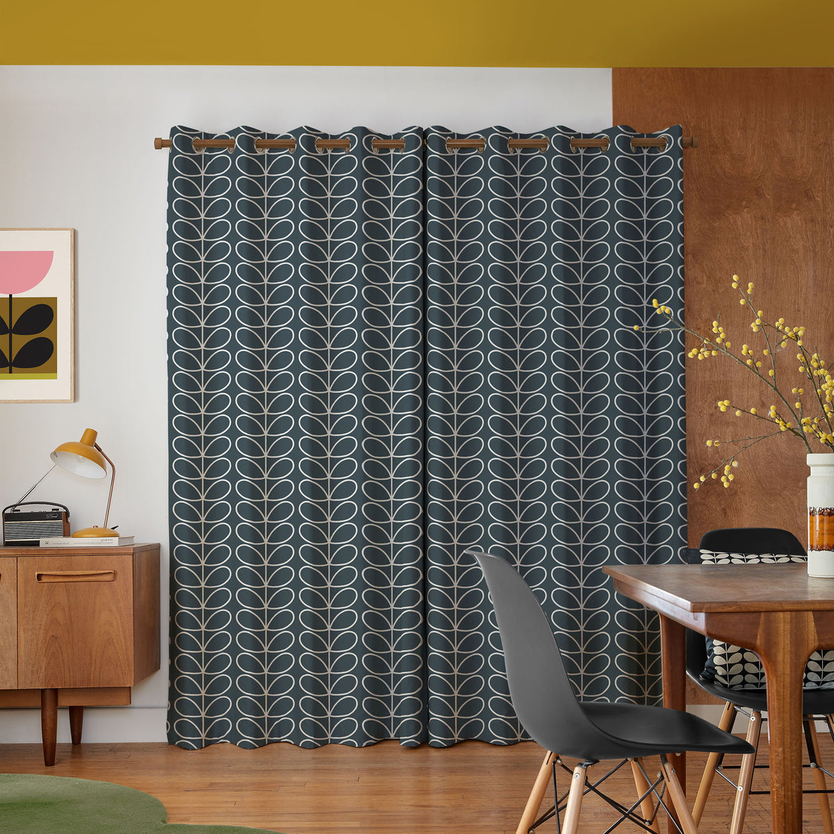 Orla Kiely Jumbo Linear Stem Made to Measure Curtain Marine