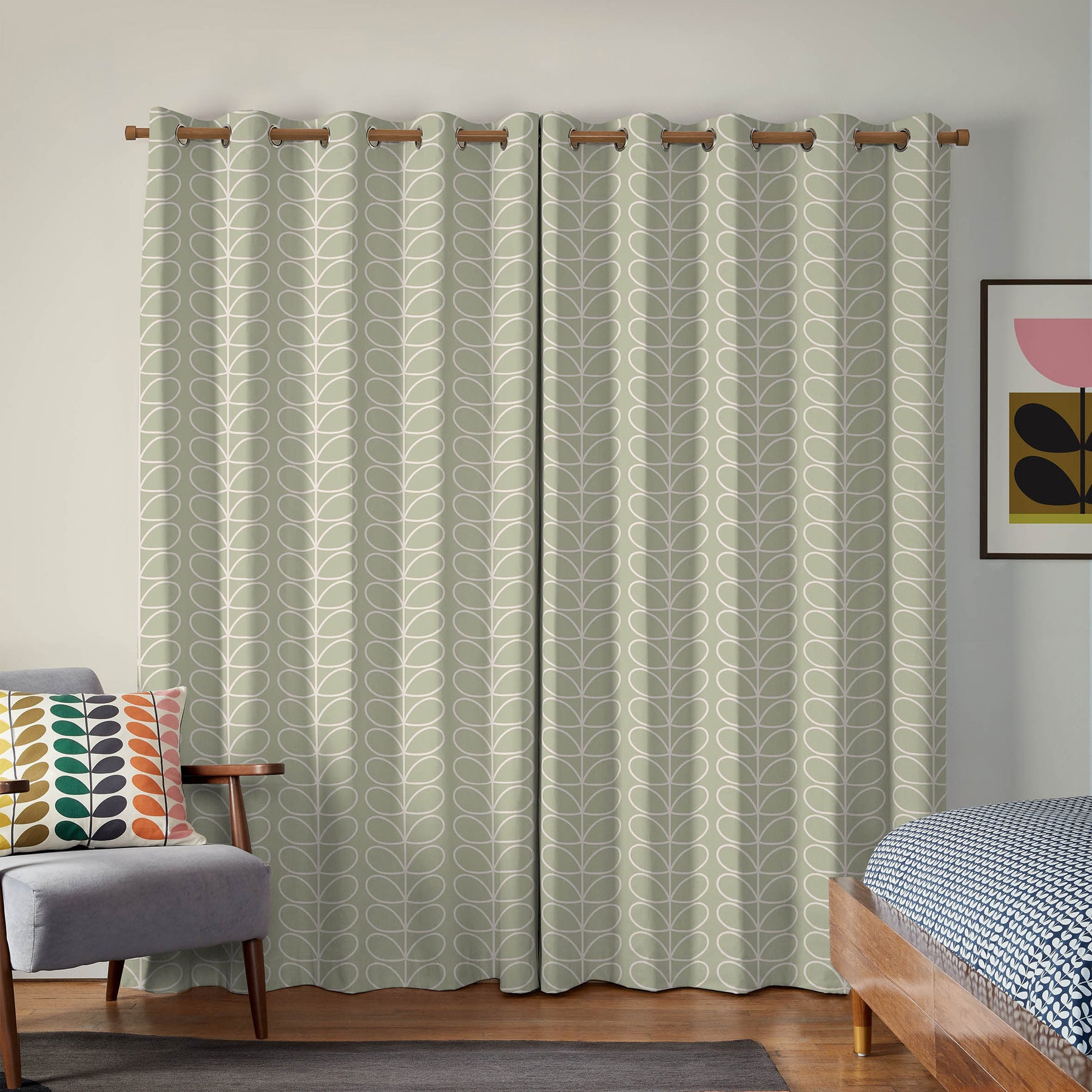 Orla Kiely Jumbo Linear Stem Made to Measure Curtain Pebble