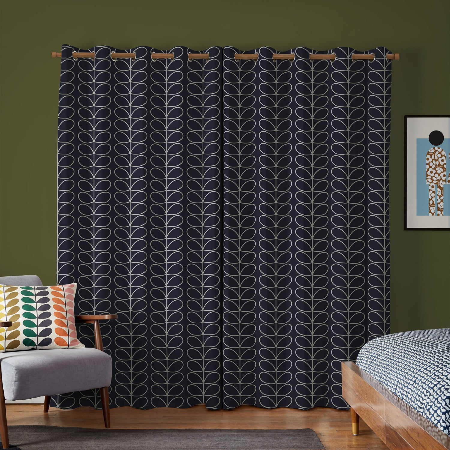 Orla Kiely Jumbo Linear Stem Made to Measure Curtain Whale