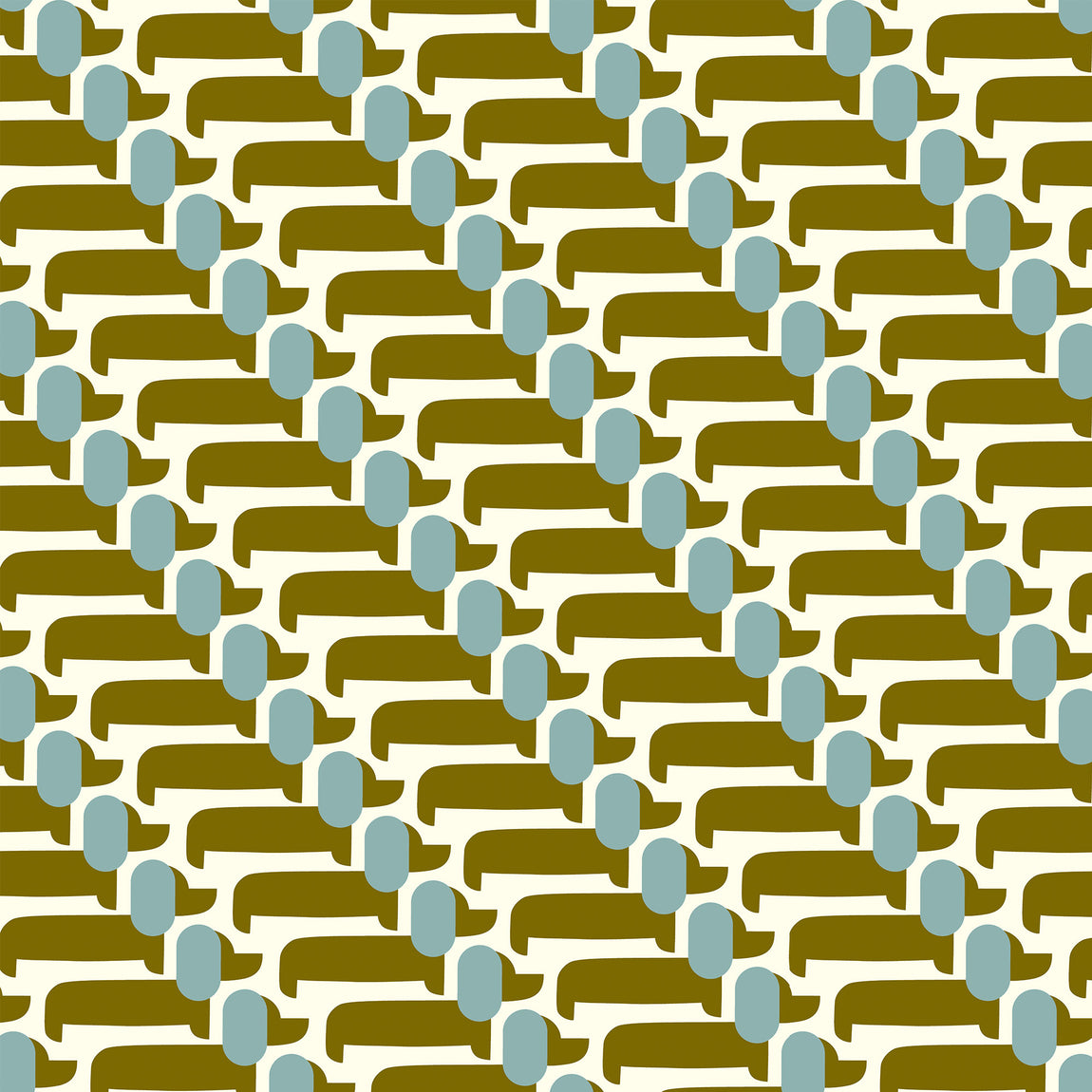 Orla Kiely Dog Show Made to Measure Curtain Seagrass