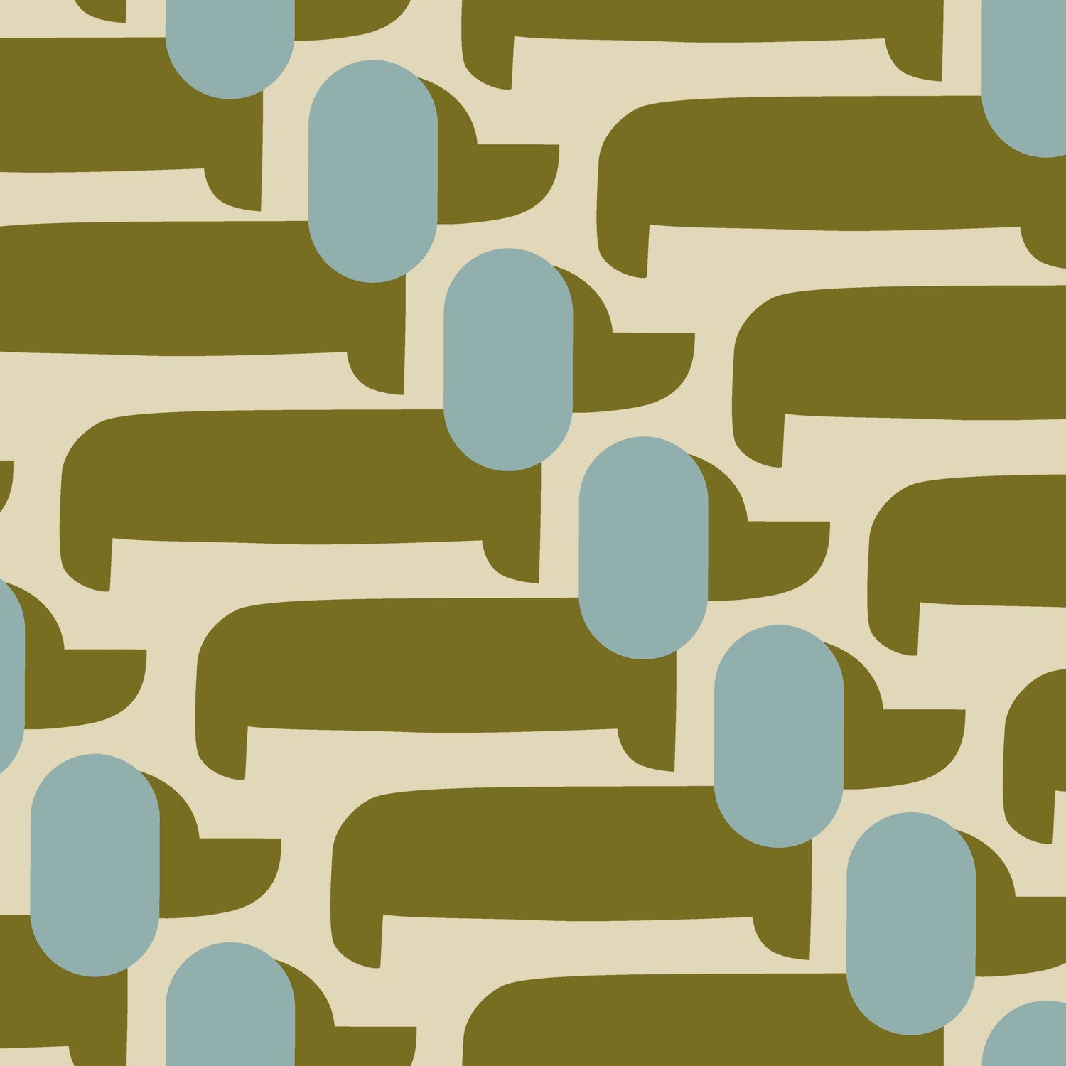 Orla Kiely Dog Show Made to Measure Wave Curtain + FREE Track Seagrass