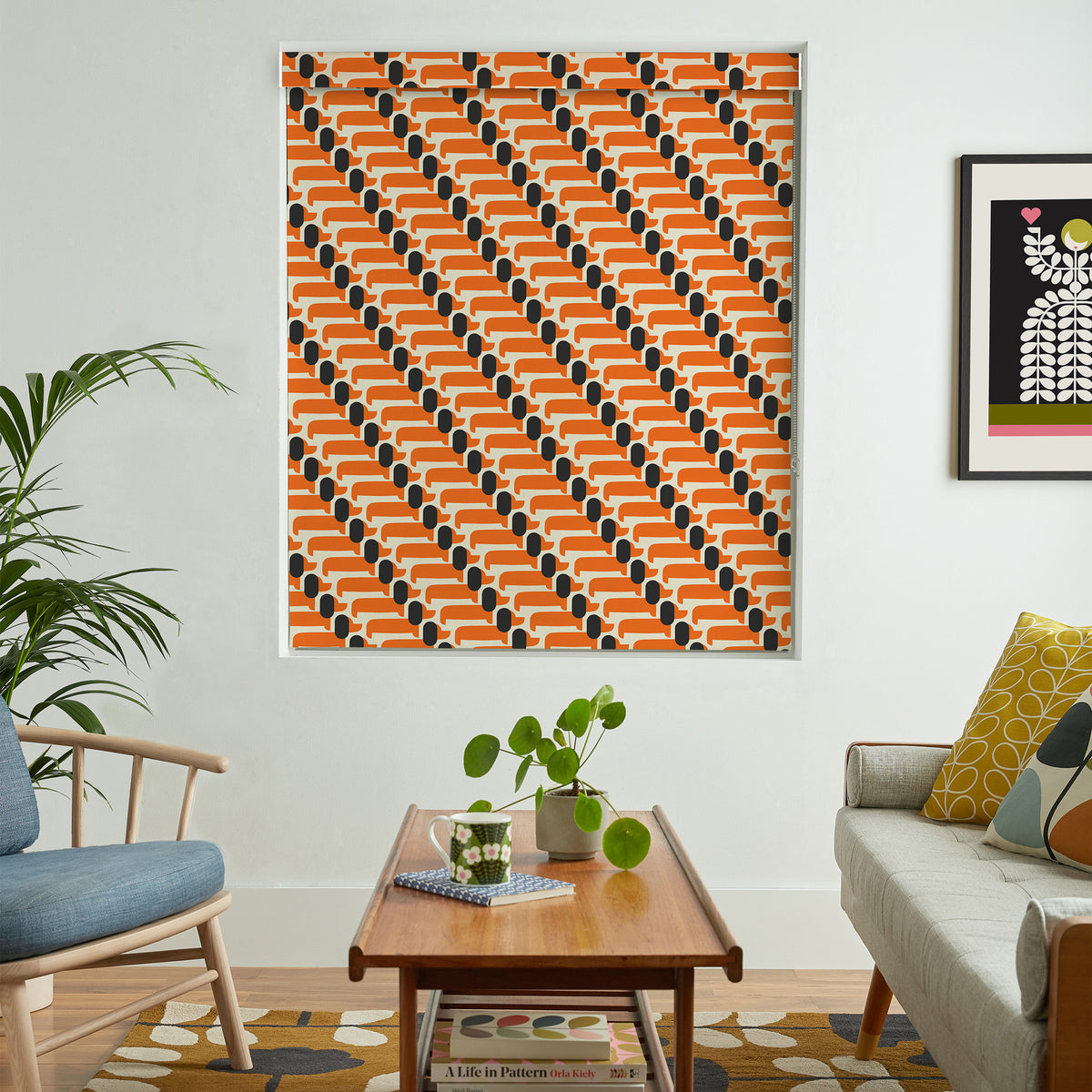 Orla Kiely Dog Show Made to Measure Roman Blind Persimmon