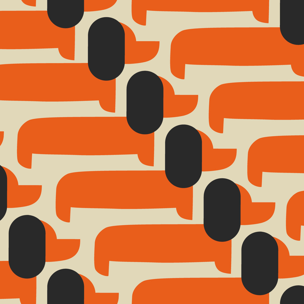 Orla Kiely Dog Show Made to Measure Wave Curtain + FREE Track Persimmon
