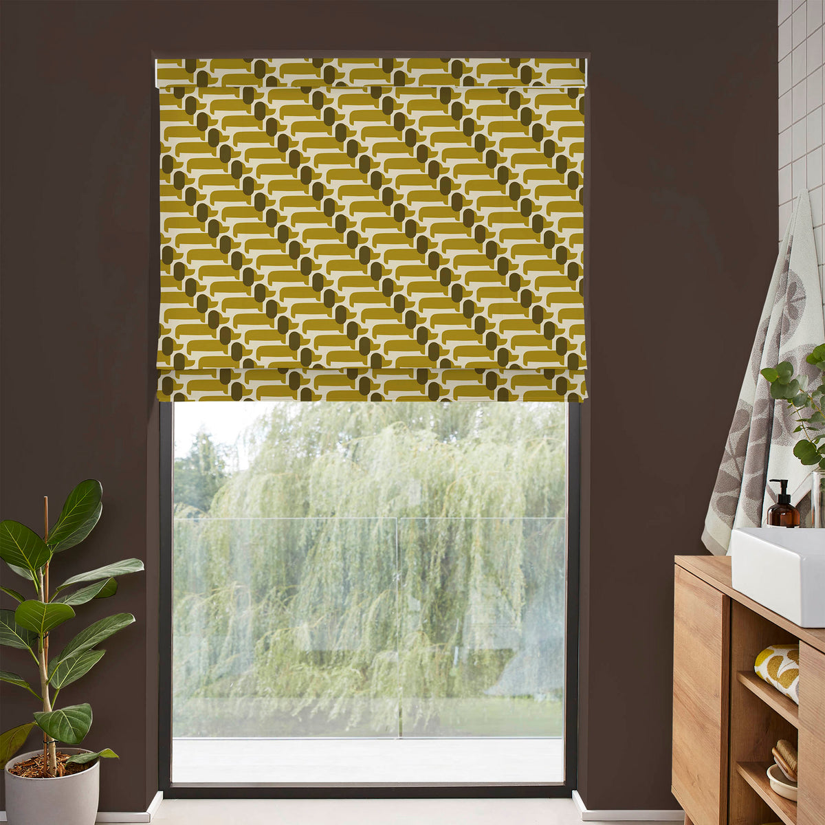 Orla Kiely Dog Show Made to Measure Roman Blind Yellow
