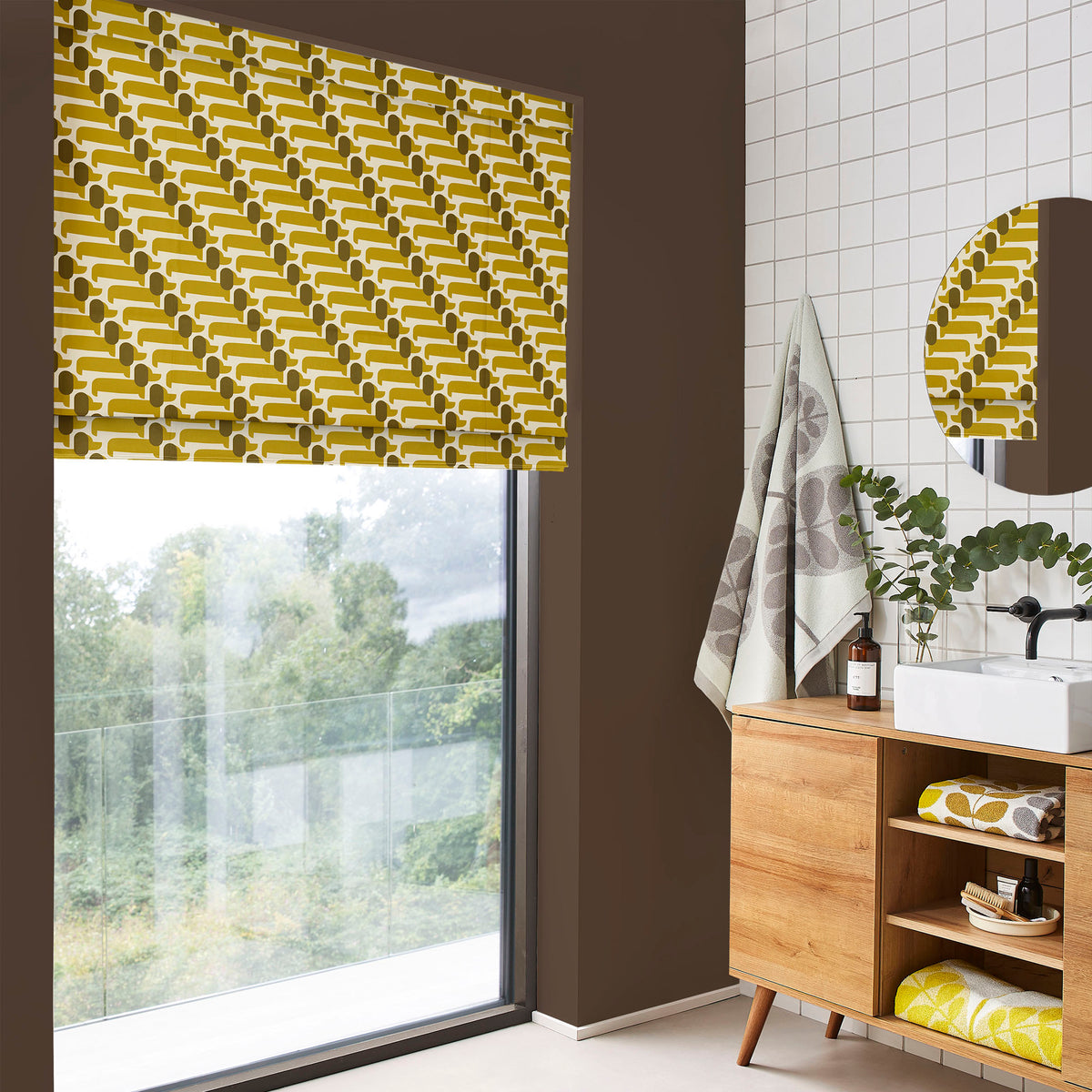 Orla Kiely Dog Show Made to Measure Roman Blind Yellow