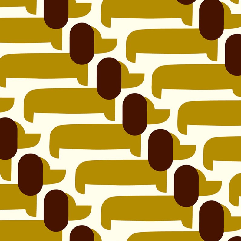 Orla Kiely Dog Show Made to Measure Wave Curtain + FREE Track Yellow