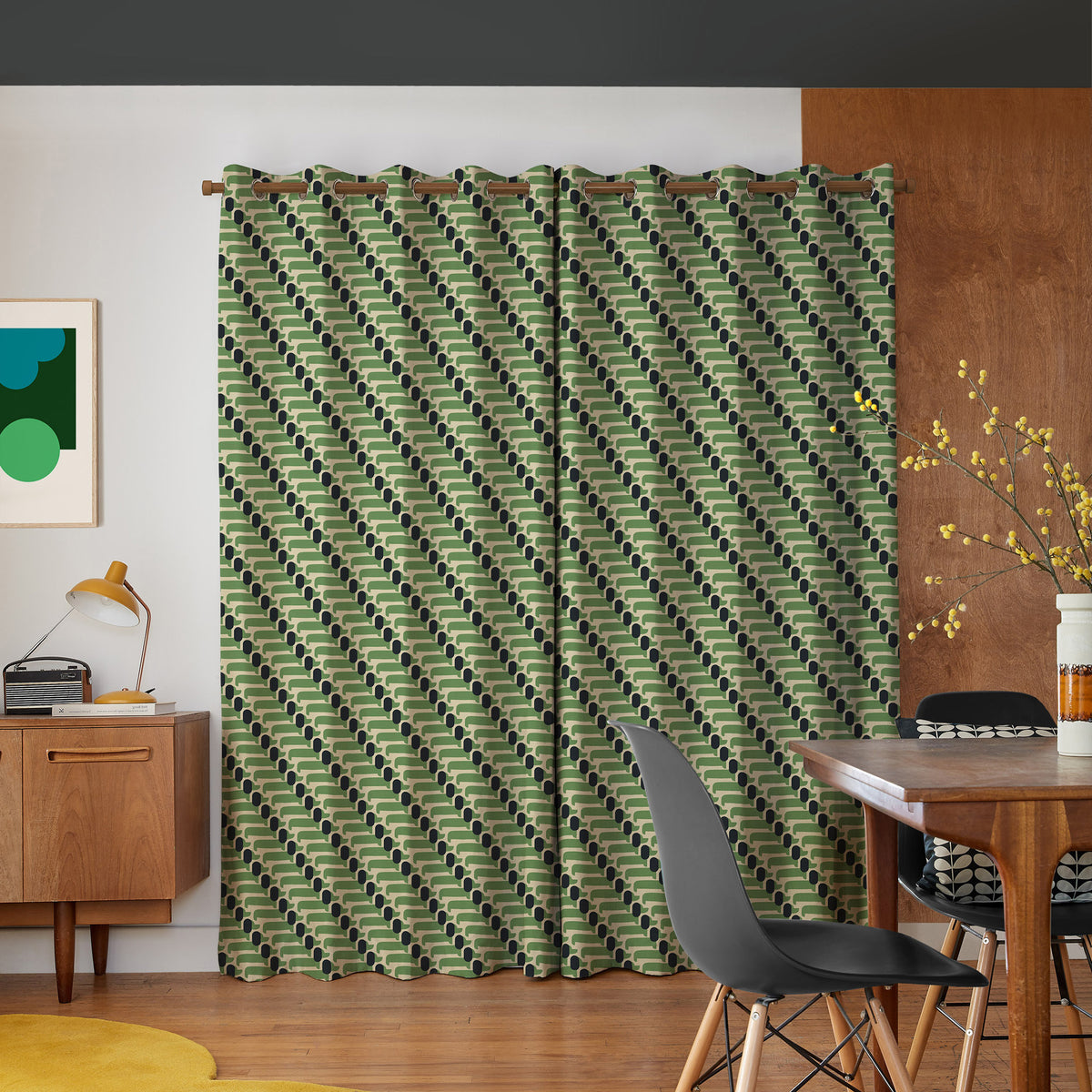 Orla Kiely Dog Show Made to Measure Curtain Green