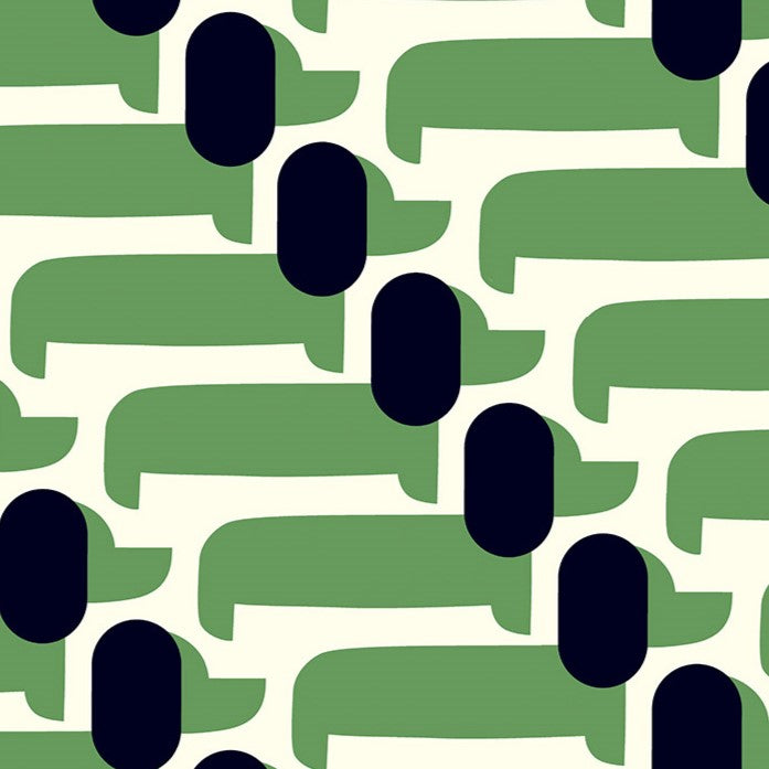 Orla Kiely Dog Show Made to Measure Wave Curtain + FREE Track Green
