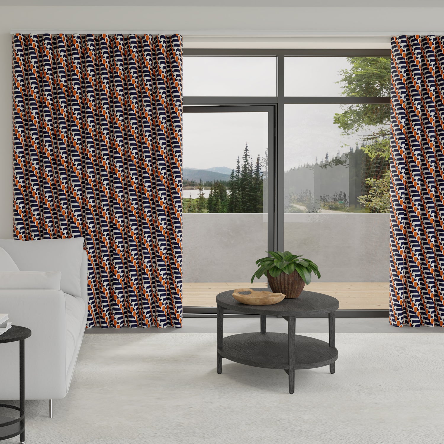 Orla Kiely Dog Show Made to Measure Wave Curtain + FREE Track Whale