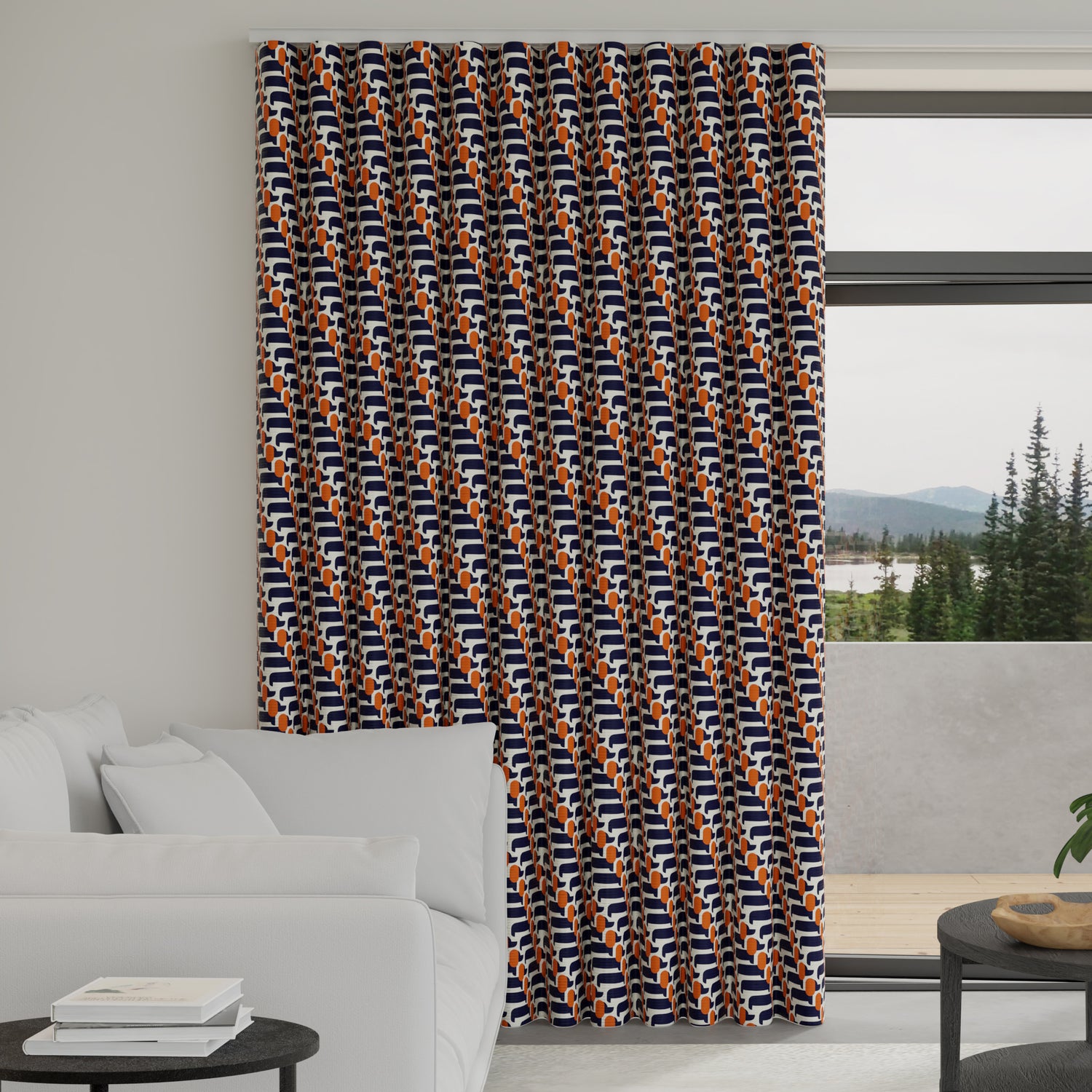 Orla Kiely Dog Show Made to Measure Wave Curtain + FREE Track Whale