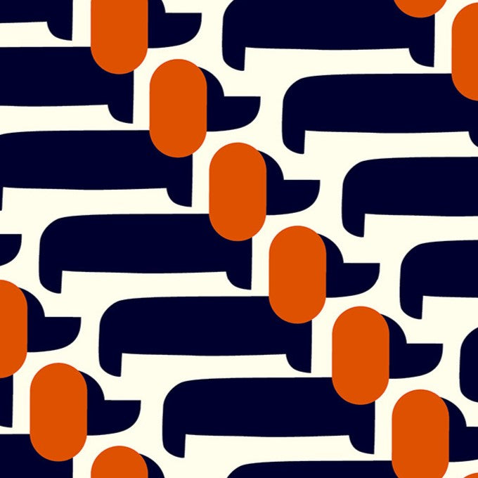 Orla Kiely Dog Show Made to Measure Wave Curtain + FREE Track Whale