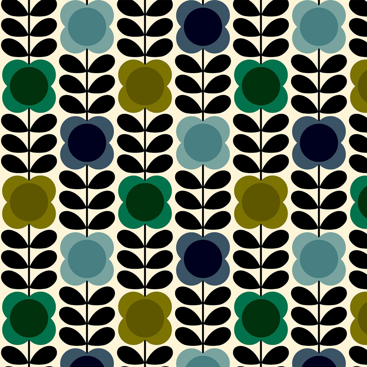Orla Kiely Spot Flower Stem Made to Measure Blackout Roller Blind Blue Green