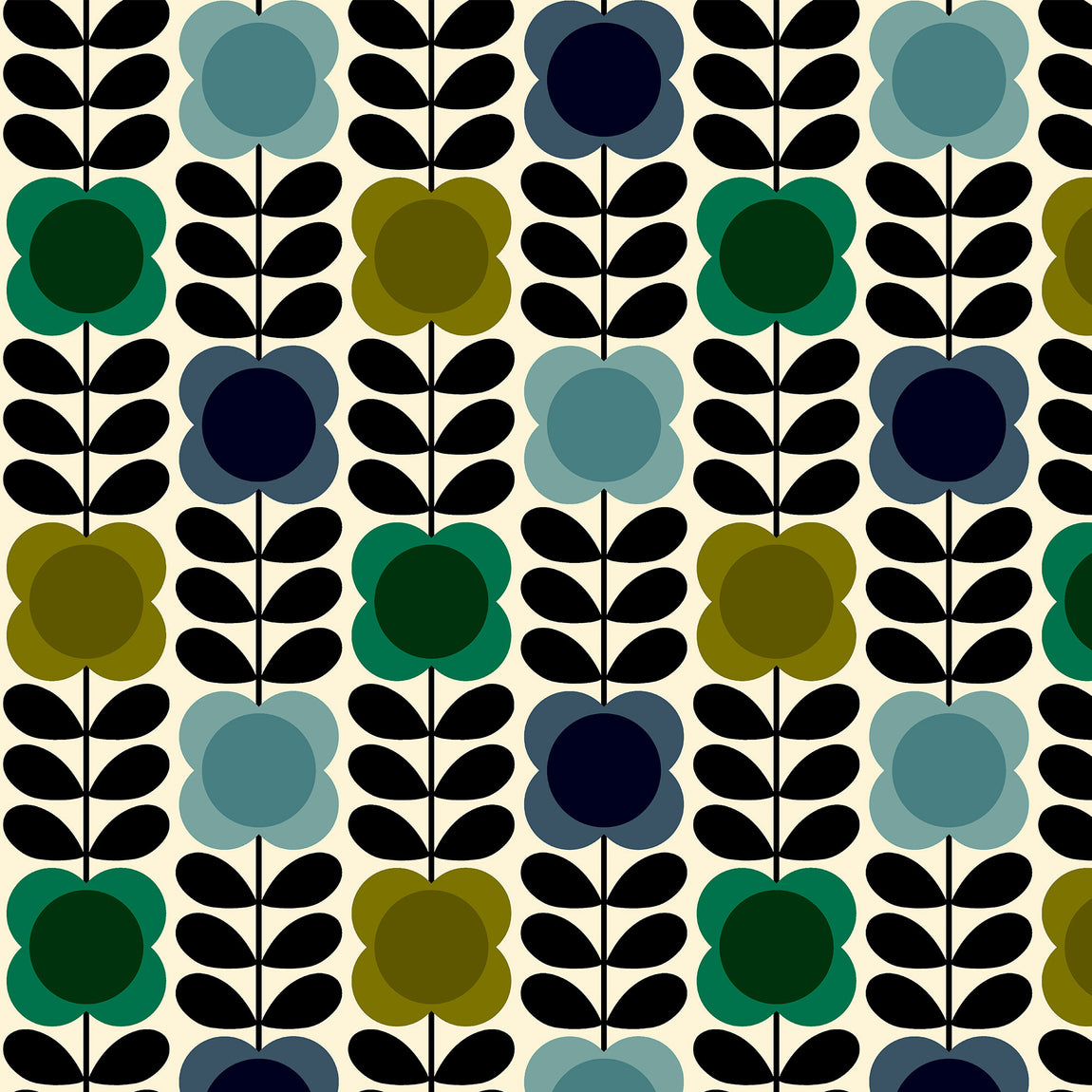 Orla Kiely Spot Flower Stem Made to Measure Roman Blind Blue Green