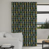 Orla Kiely Spot Flower Stem Made to Measure Wave Curtain + FREE Track Blue Green