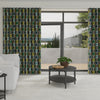 Orla Kiely Spot Flower Stem Made to Measure Wave Curtain + FREE Track Blue Green