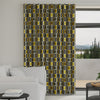 Orla Kiely Spot Flower Stem Made to Measure Wave Curtain + FREE Track Yellow Grey