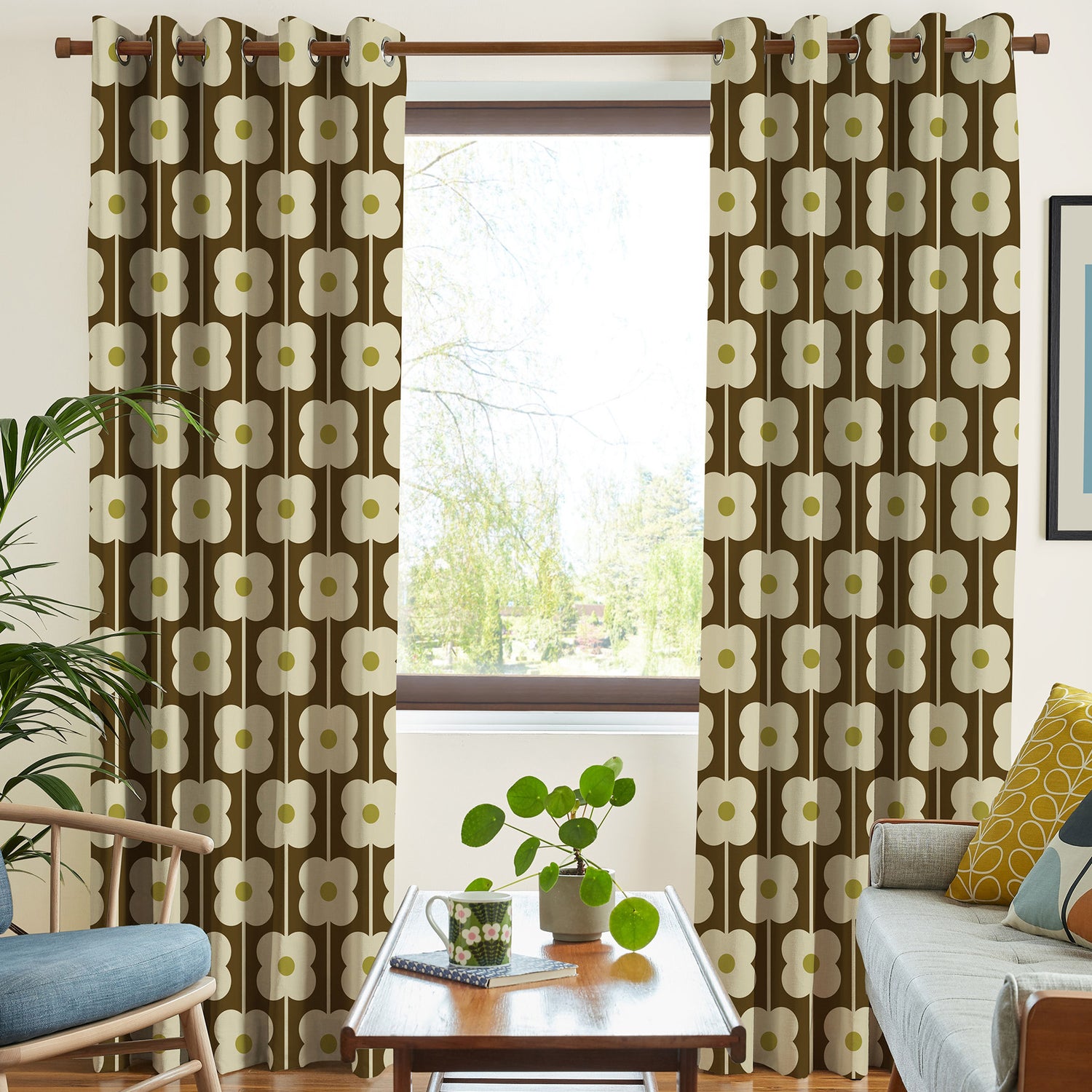 Orla Kiely Abacus Flower Made To Measure Roman Blind Conker