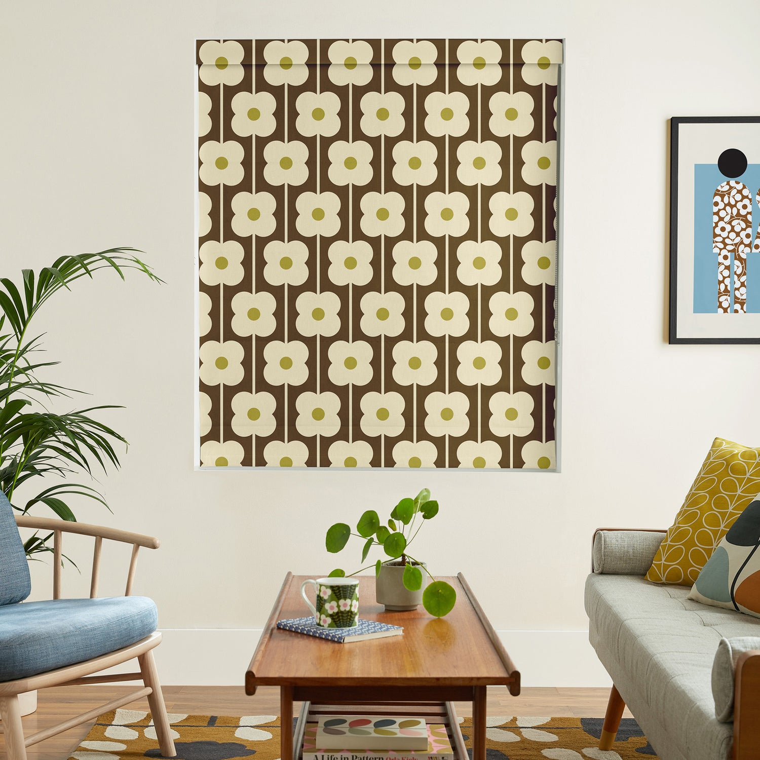 Orla Kiely Abacus Flower Made To Measure Roman Blind Conker