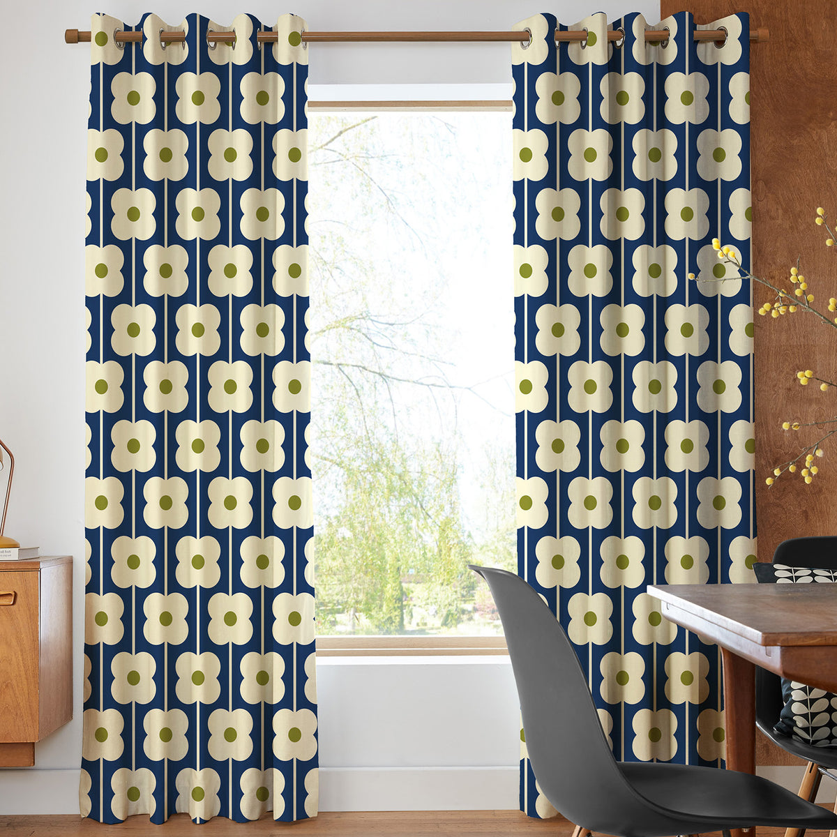 Orla Kiely Abacus Flower Made To Measure Roman Blind Navy