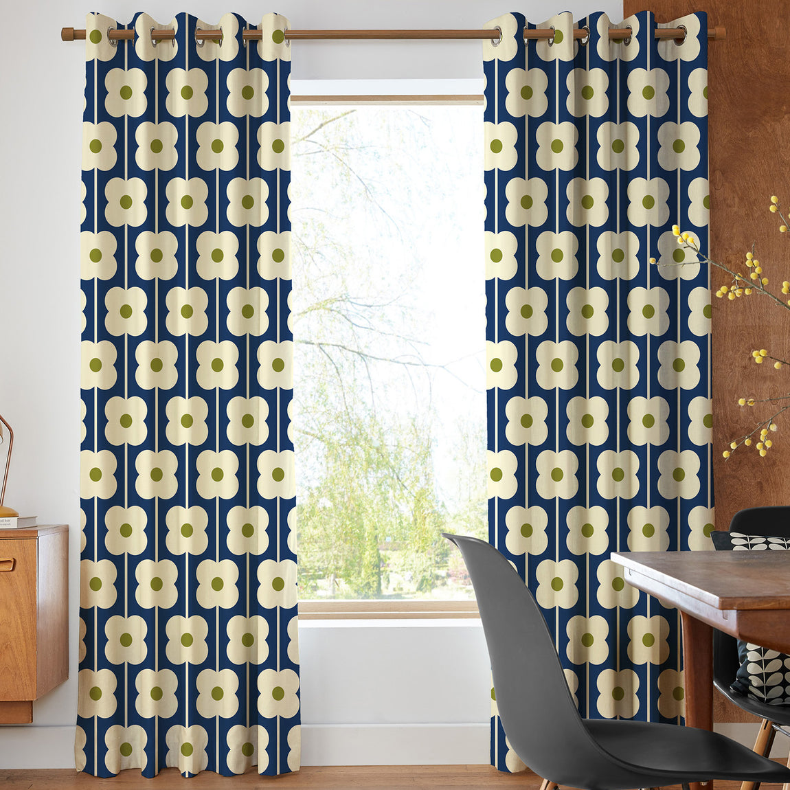 Orla Kiely Abacus Flower Made To Measure Roman Blind Navy