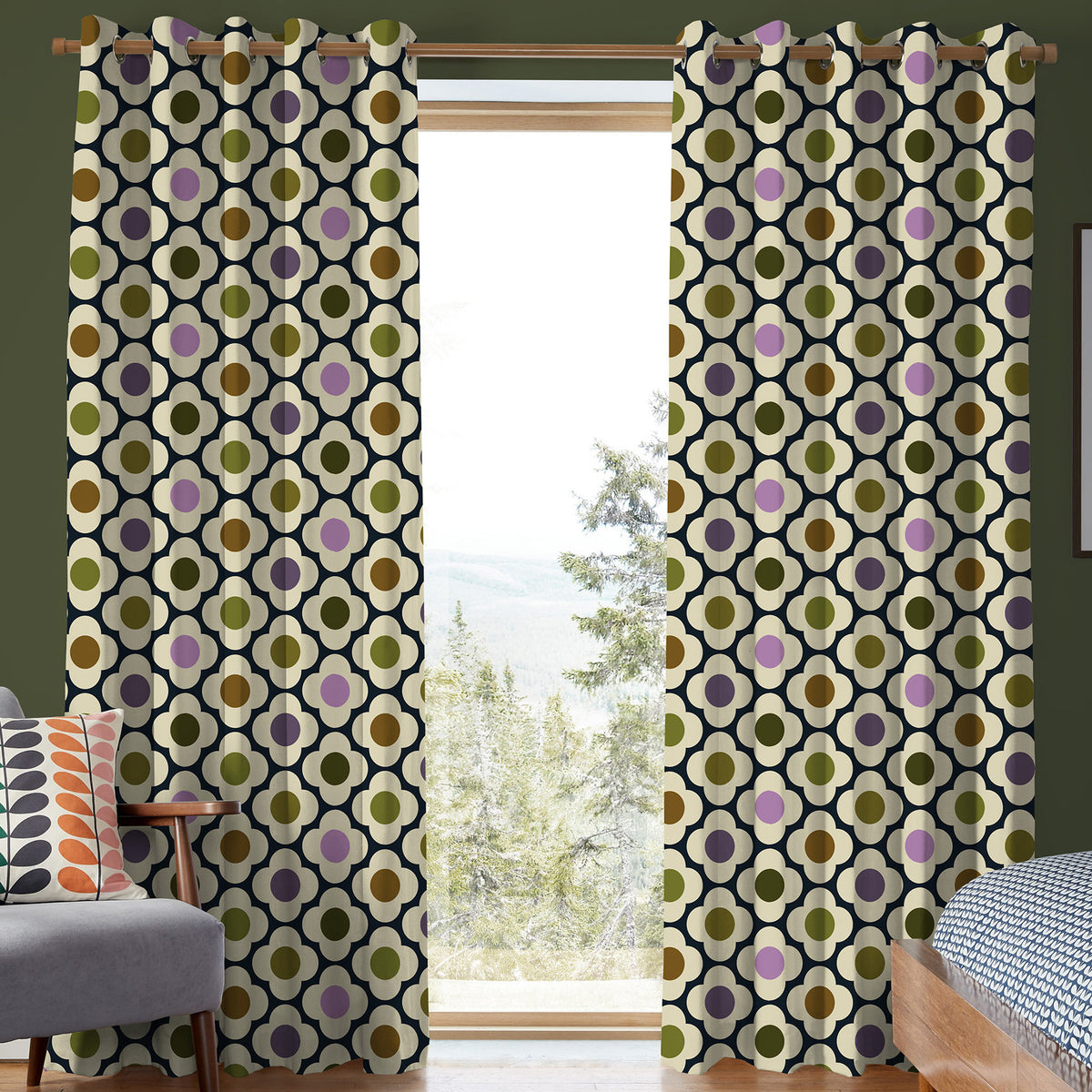 Orla Kiely Spot Flower Made To Measure Roman Blind Multi Mauve