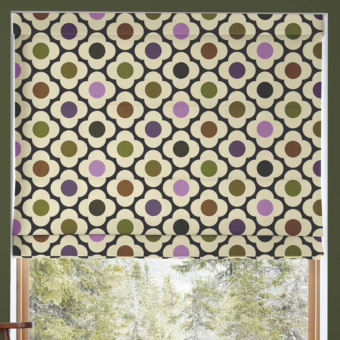 Orla Kiely Spot Flower Made To Measure Curtains Multi Mauve