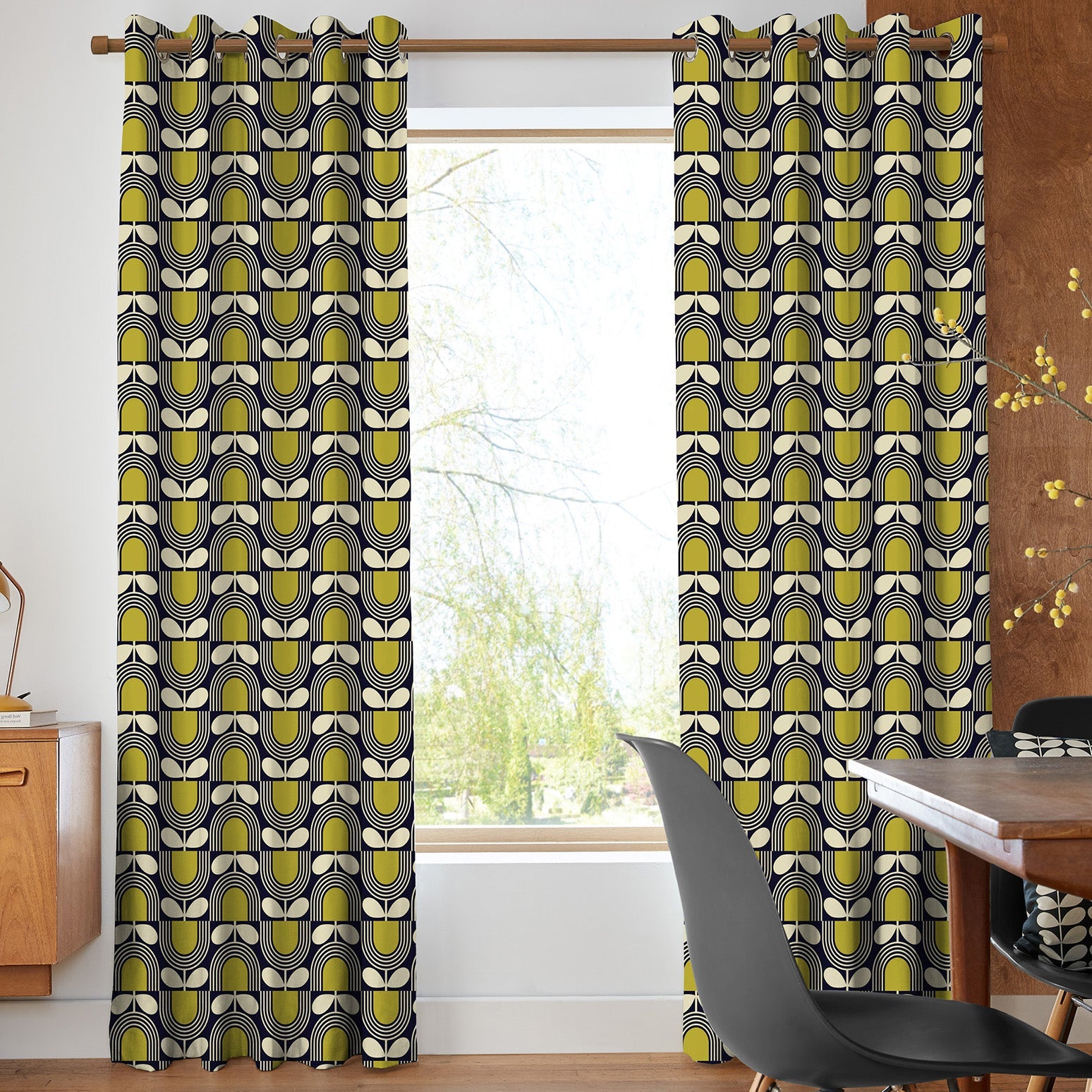 Orla Kiely Striped Tulip Made To Measure Curtains Navy