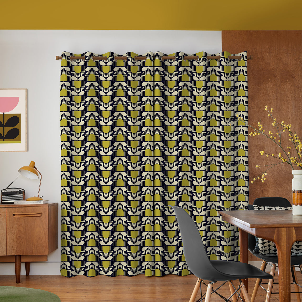 Orla Kiely Striped Tulip Made To Measure Curtains Navy