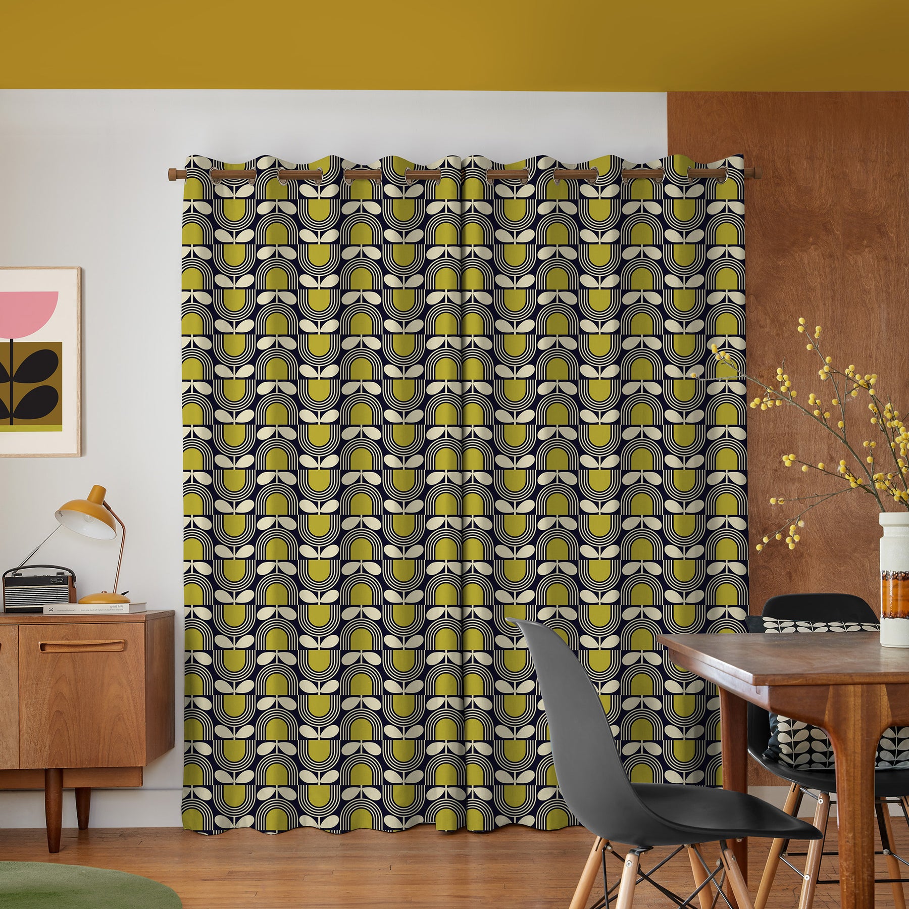 Orla Kiely Striped Tulip Made To Measure Curtains Navy