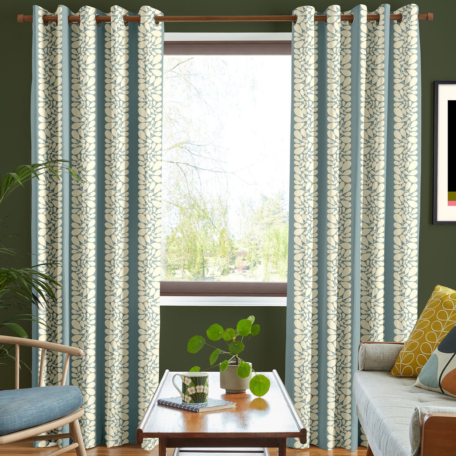 Orla Kiely Sycamore Stripe Made To Measure Roman Blind Duck Egg