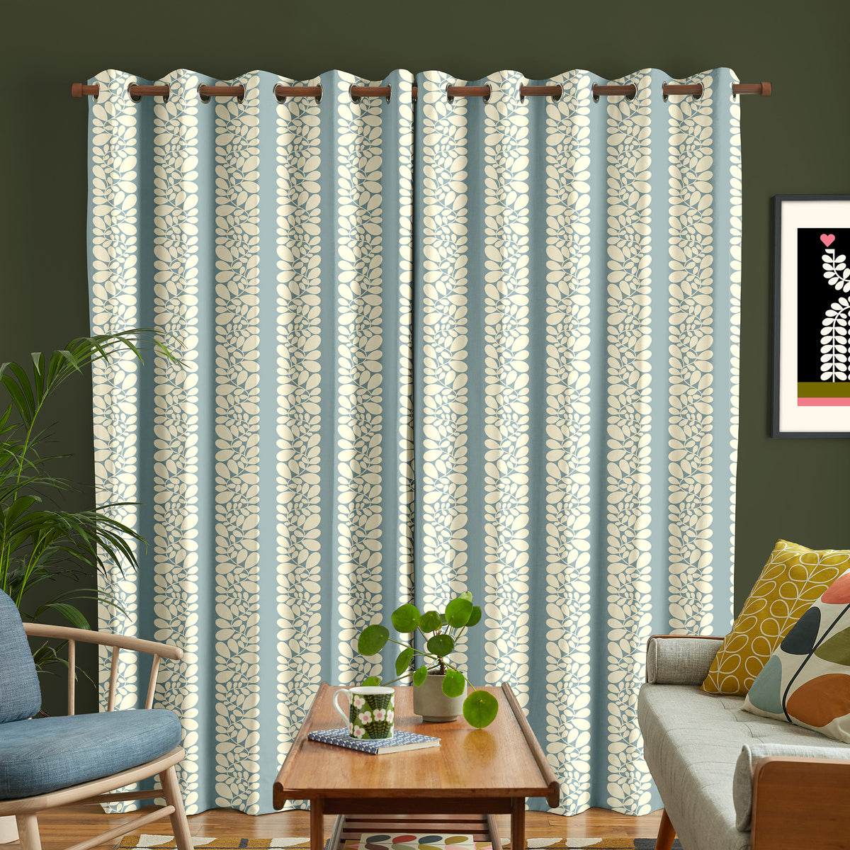 Orla Kiely Sycamore Stripe Made To Measure Curtains Duck Egg