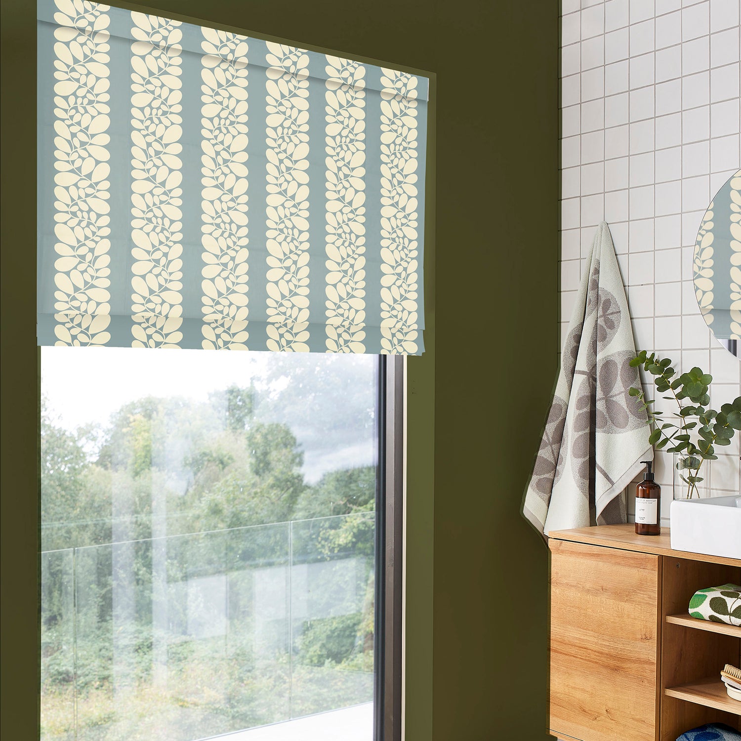 Orla Kiely Sycamore Stripe Made To Measure Roman Blind Duck Egg