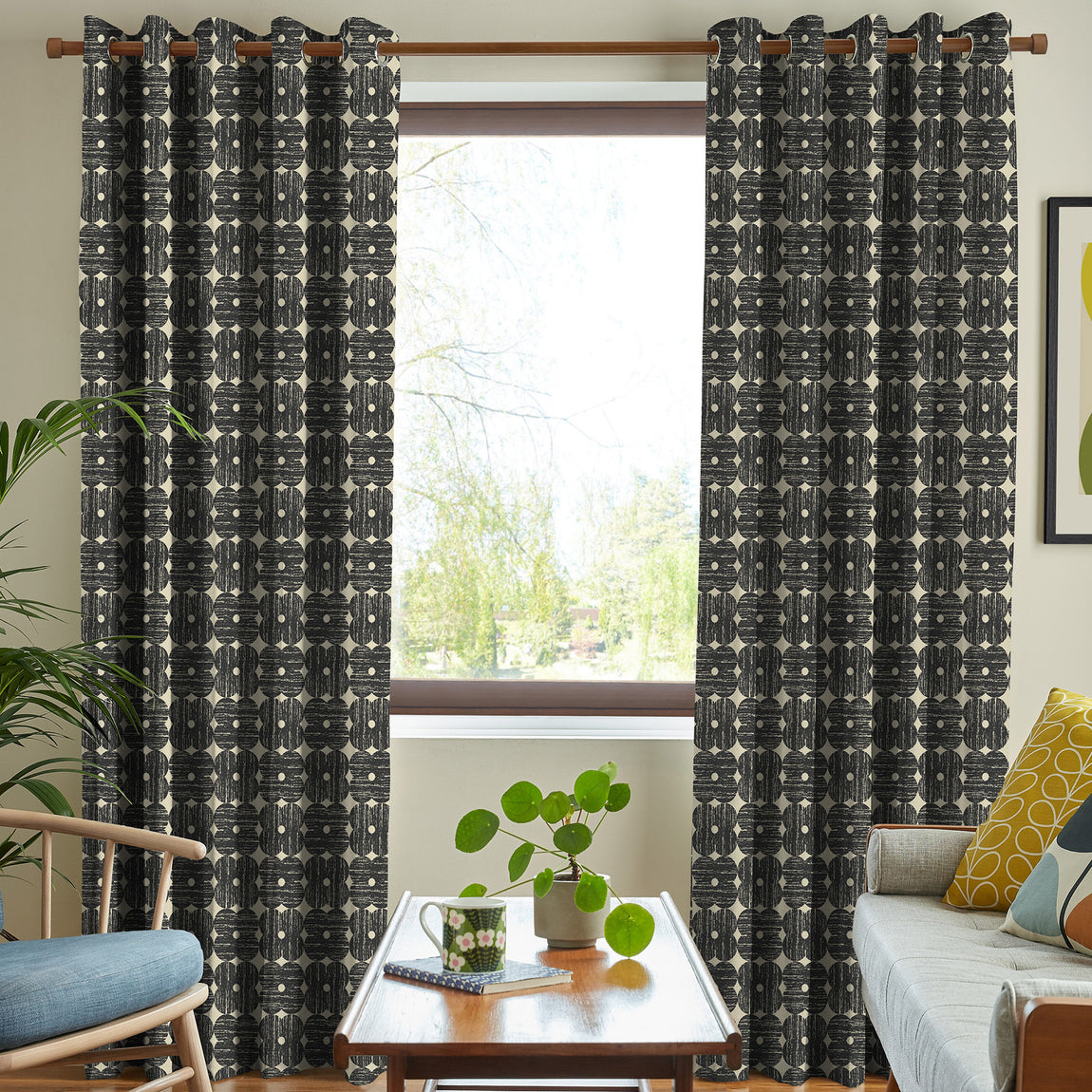 Orla Kiely Textured Flower Made To Measure Roman Blind Charcoal