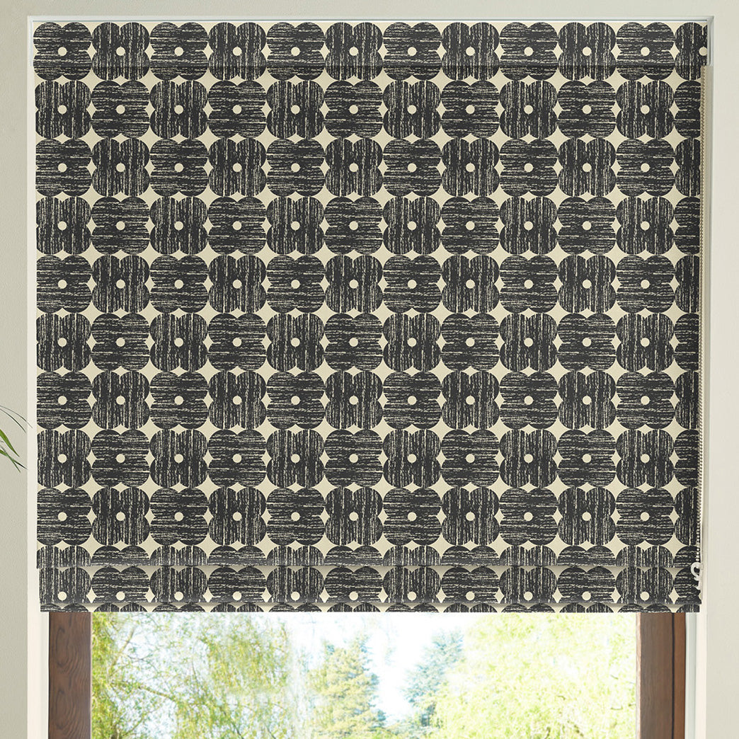 Orla Kiely Textured Flower Made To Measure Curtains Charcoal