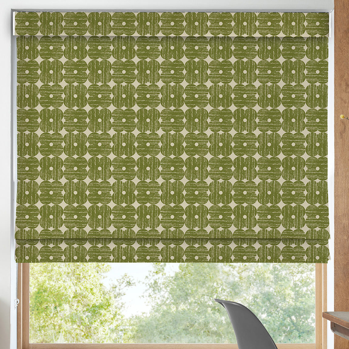 Orla Kiely Textured Flower Made To Measure Curtains Olive