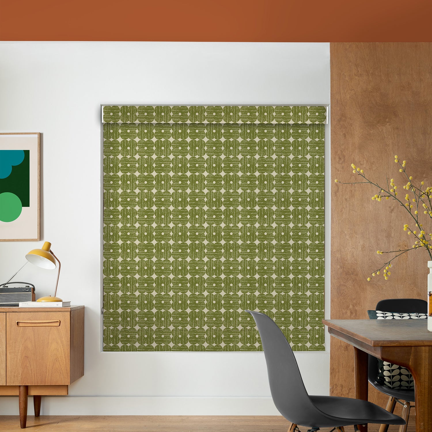 Orla Kiely Textured Flower Made To Measure Roman Blind Olive