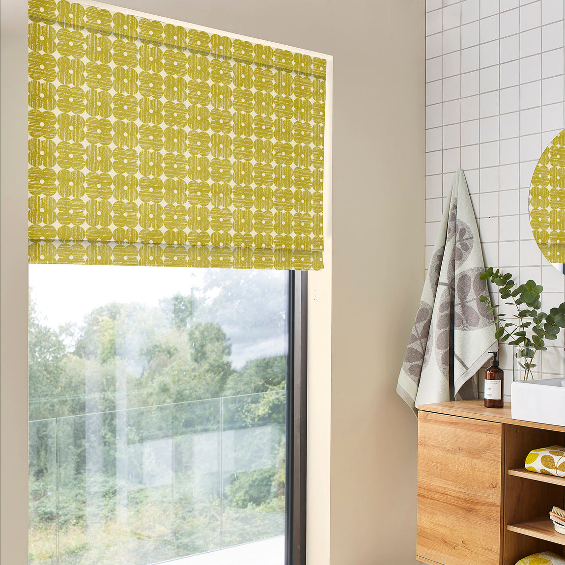 Orla Kiely Textured Flower Made To Measure Roman Blind Yellow