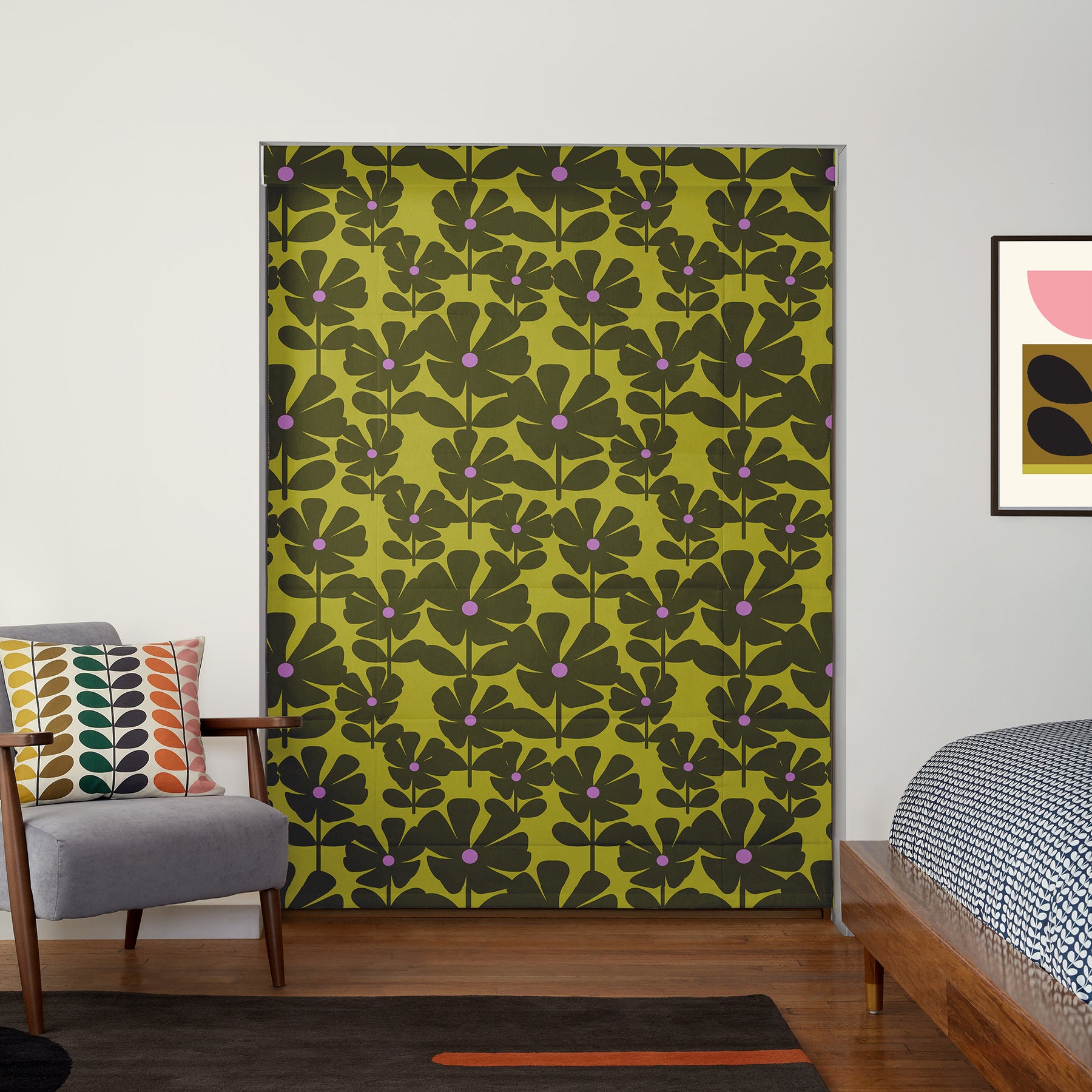 Orla Kiely Wildflower Made To Measure Roman Blind Charteuse