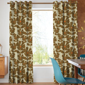 Orla Kiely Wildflower Made To Measure Curtains Coffee