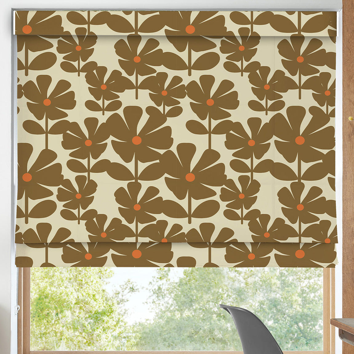 Orla Kiely Wildflower Made To Measure Curtains Coffee