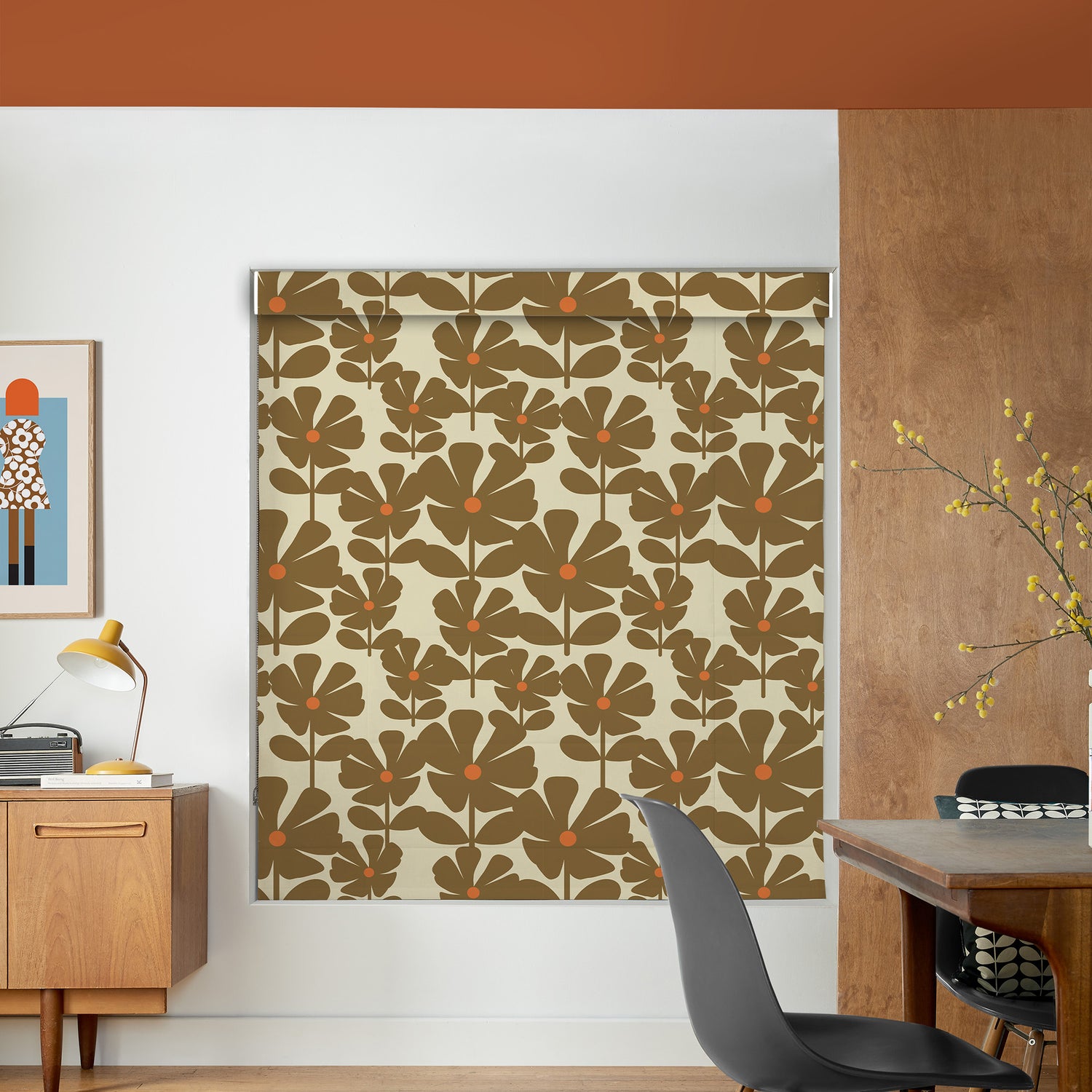 Orla Kiely Wildflower Made To Measure Roman Blind Coffee