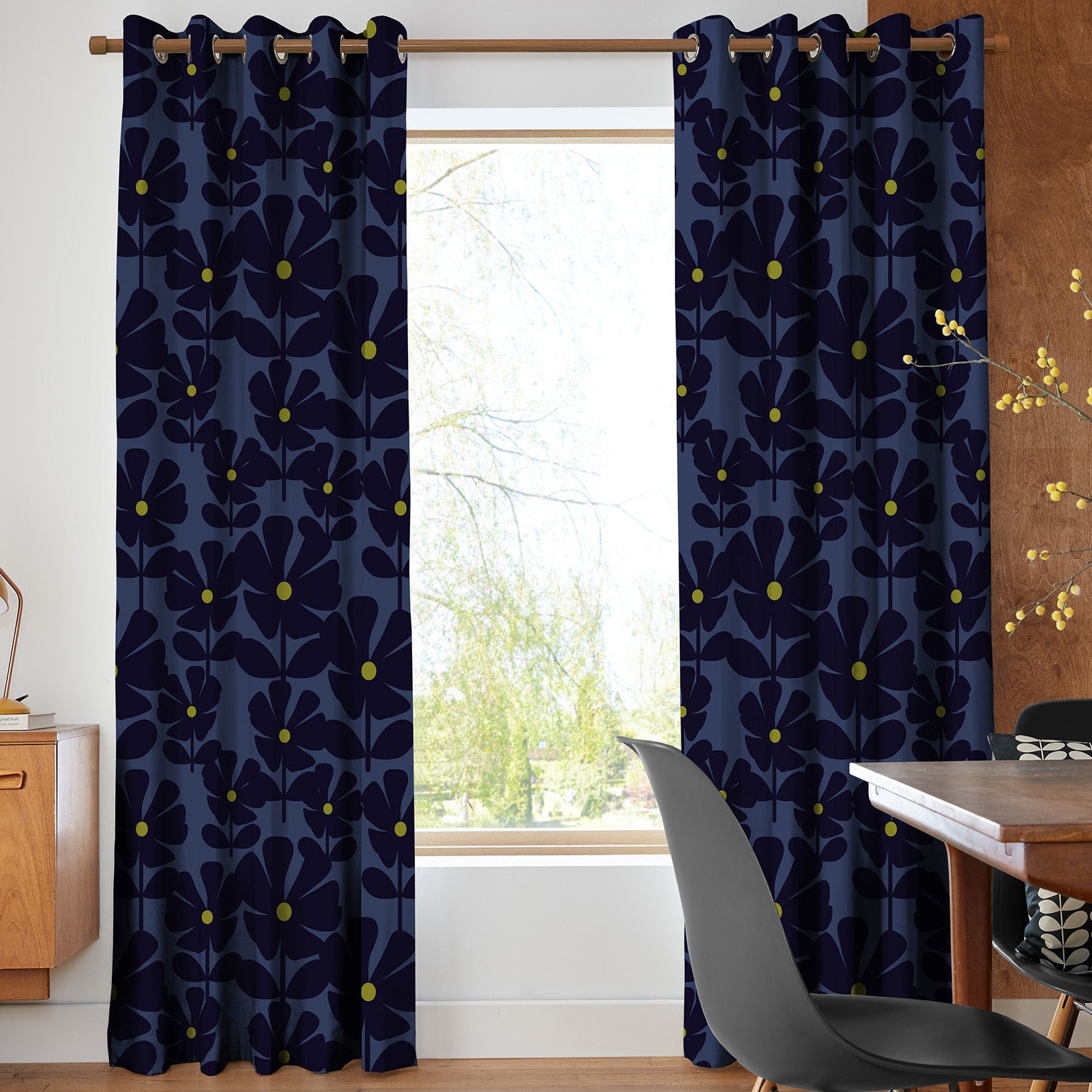 Orla Kiely Wildflower Made To Measure Roman Blind Indigo