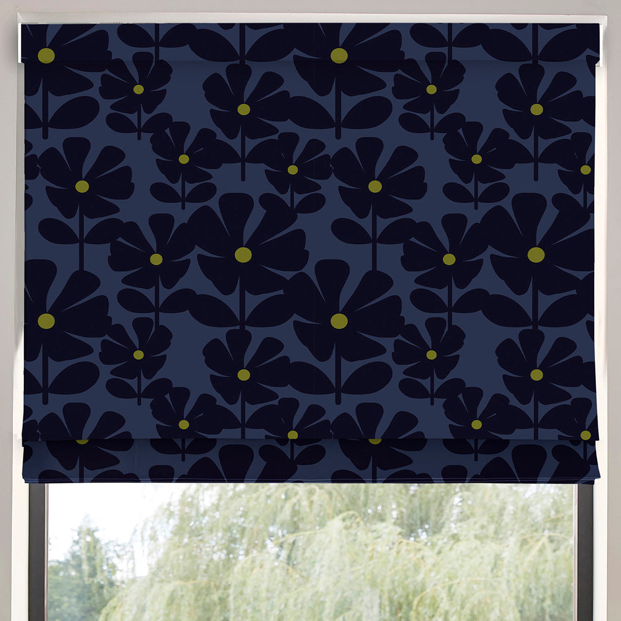 Orla Kiely Wildflower Made To Measure Roman Blind Indigo