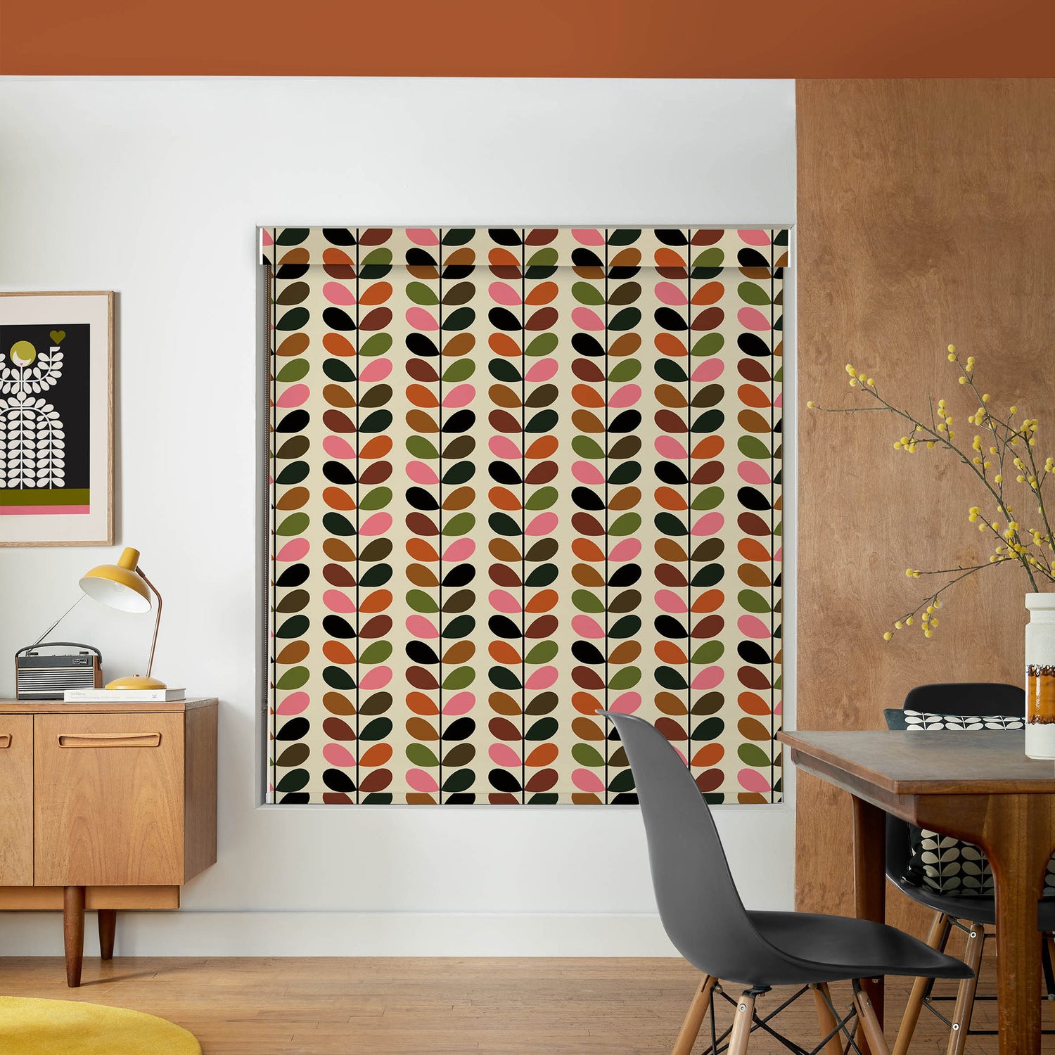 Orla Kiely Multi Stem Translucent Made to Measure Roller Blind Pink Red