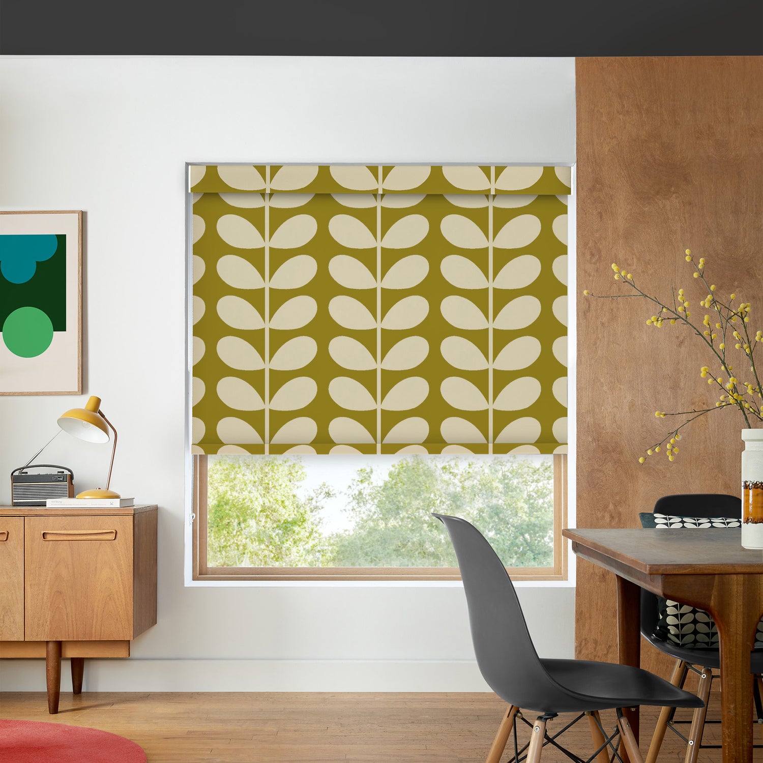 Orla Kiely Jumbo Solid Stem Made to Measure Blackout Roller Blind Seagrass