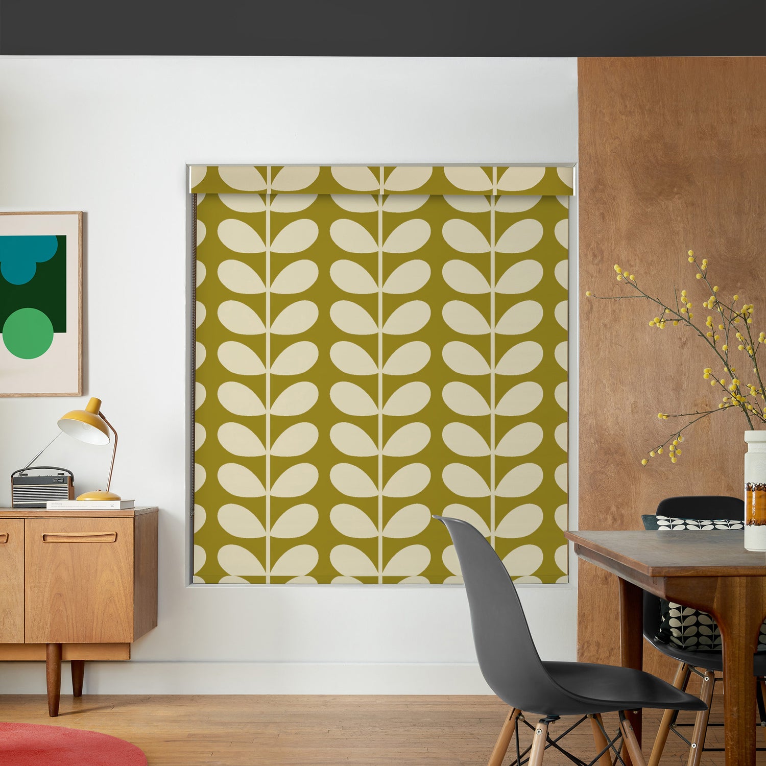 Orla Kiely Jumbo Solid Stem Made to Measure Blackout Roller Blind Seagrass