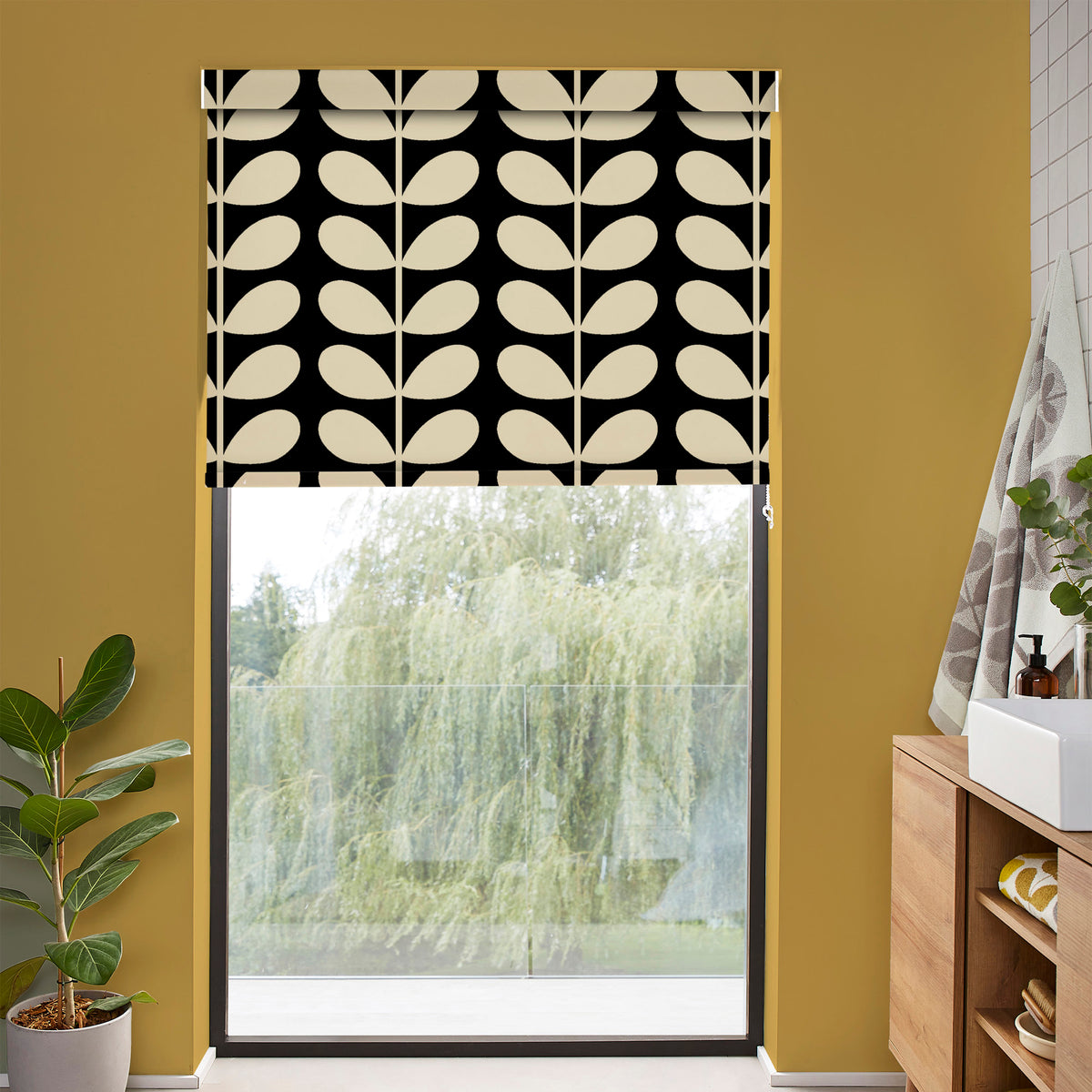 Orla Kiely Jumbo Solid Stem Translucent Made to Measure Roller Blind Black