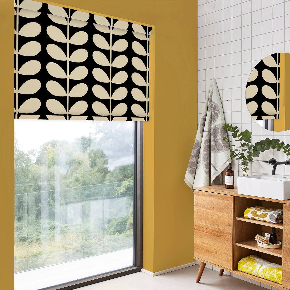 Orla Kiely Jumbo Solid Stem Translucent Made to Measure Roller Blind Black