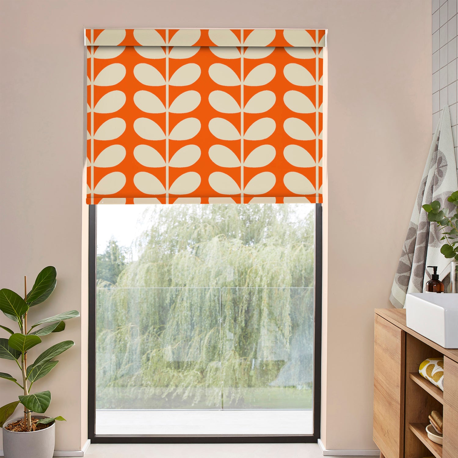 Orla Kiely Jumbo Solid Stem Translucent Made to Measure Roller Blind Tomato